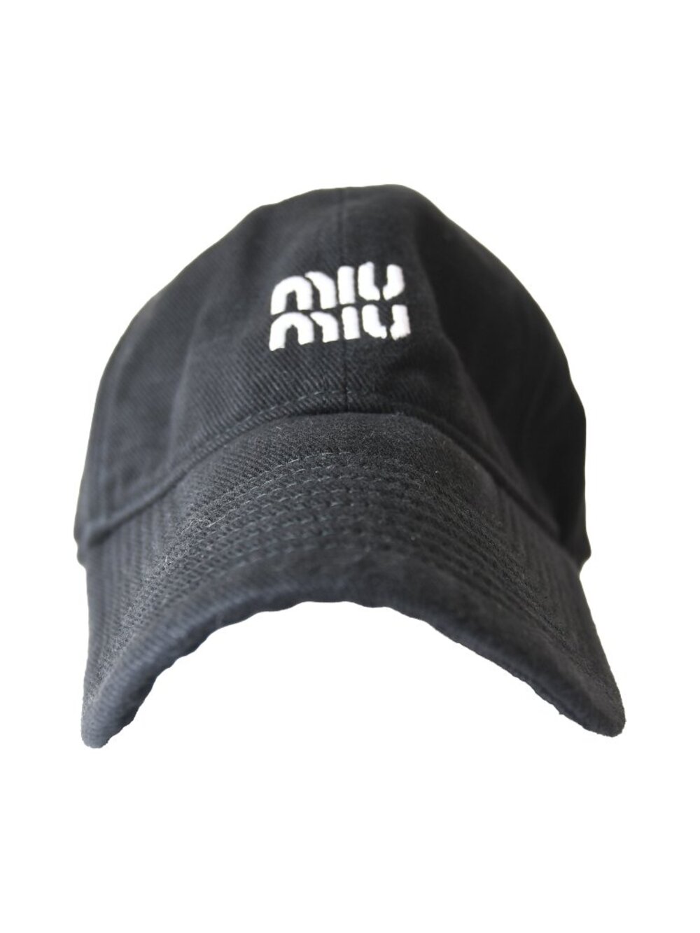 Miu Miu Logo Embroidered Drawstring Baseball Cap Black